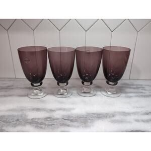 Dansk Crystal Madras Goblets Set,‎ Amethyst Purple Iced Tea Glassware, Set of 4